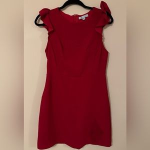 Red Mini Dress with Scallop Sleeves